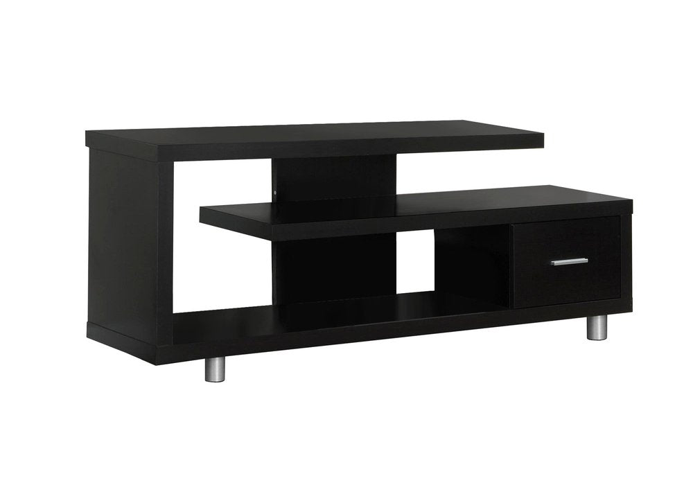 60" Dark Brown Cabinet Enclosed Storage TV Stand