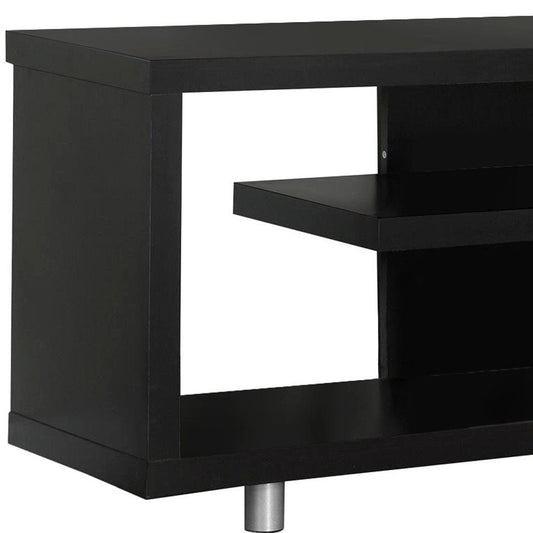 16" Black and Gray Open Shelving TV Stand