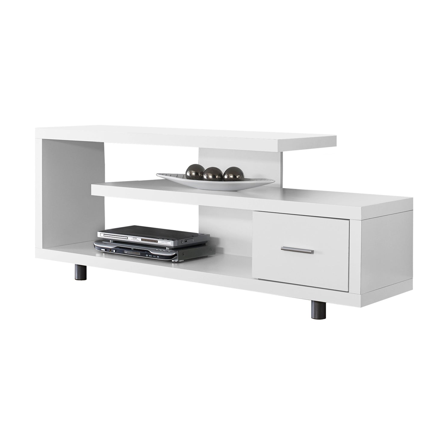 60" White Open Shelving TV Stand