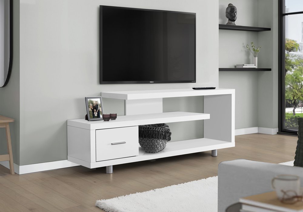 60" Dark Brown Cabinet Enclosed Storage TV Stand