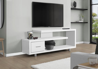 60" White Open Shelving TV Stand