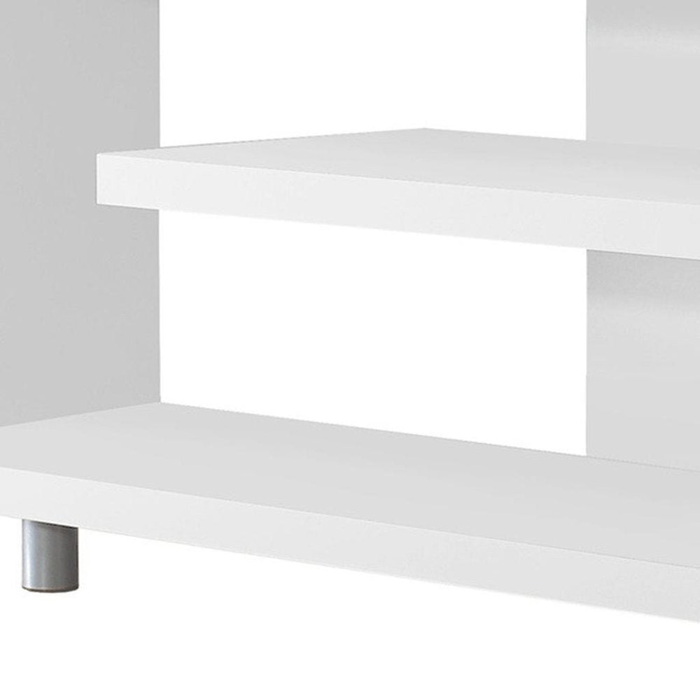 60" White Open Shelving TV Stand