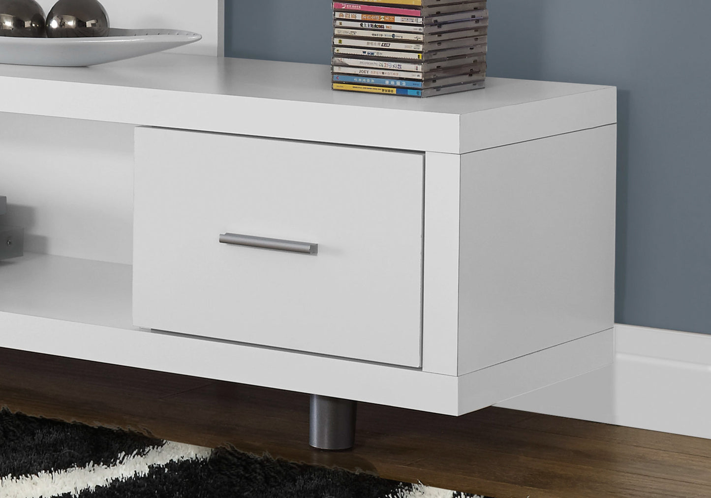 60" White Open Shelving TV Stand