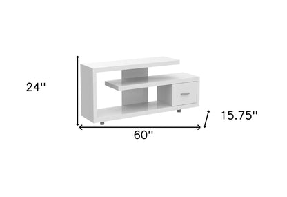 60" White Open Shelving TV Stand