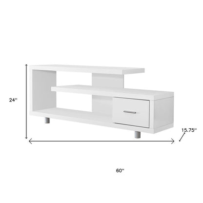 60" White Open Shelving TV Stand