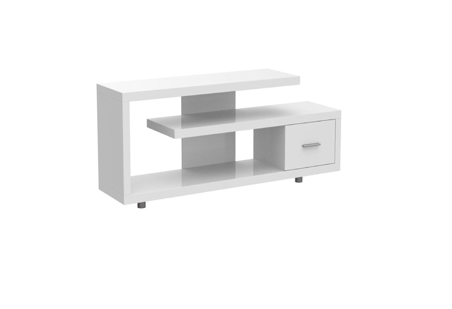 60" White Open Shelving TV Stand