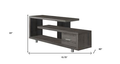 16" Dark Brown Cabinet Enclosed Storage TV Stand