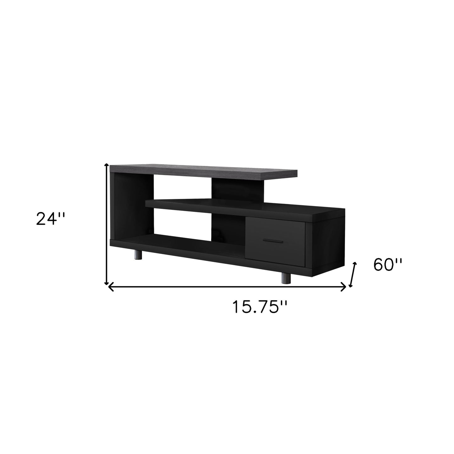 16" Dark Brown Cabinet Enclosed Storage TV Stand