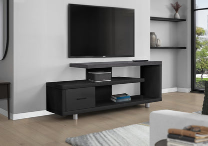 60" Dark Brown Cabinet Enclosed Storage TV Stand