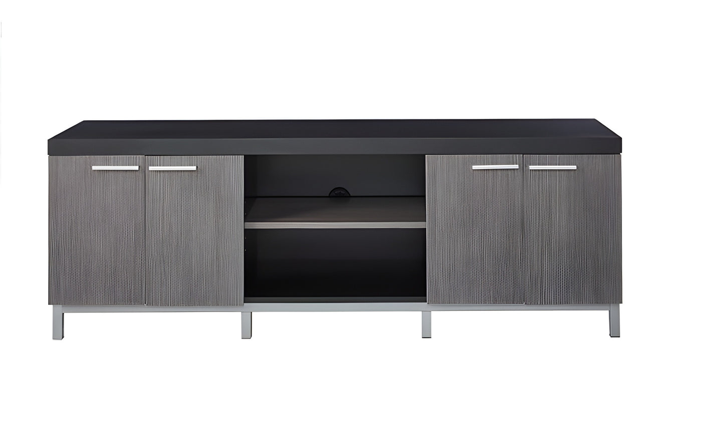 16" Black and Gray Cabinet Enclosed Storage TV Stand