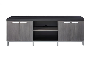 16" Black and Gray Cabinet Enclosed Storage TV Stand