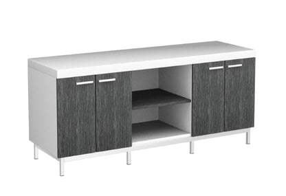 16" Black and Gray Cabinet Enclosed Storage TV Stand