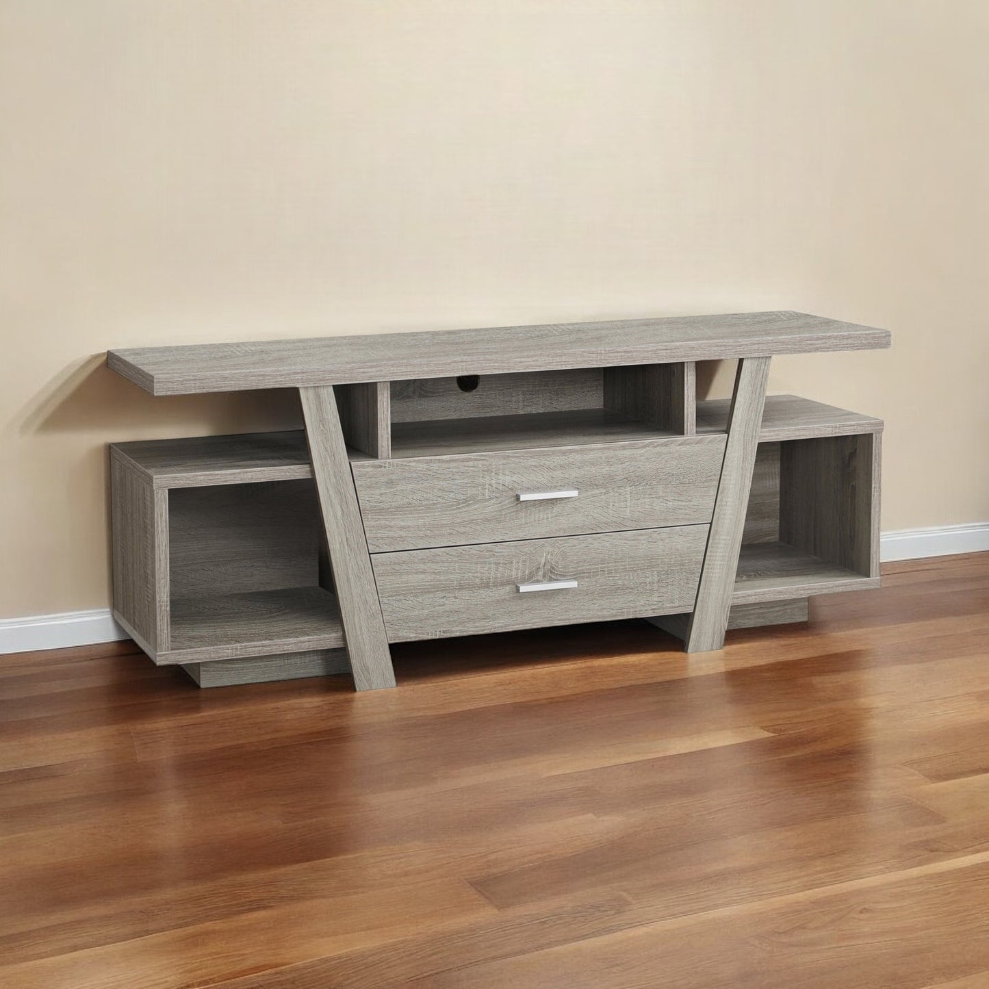 60" Deep Taupe Open Shelving TV Stand