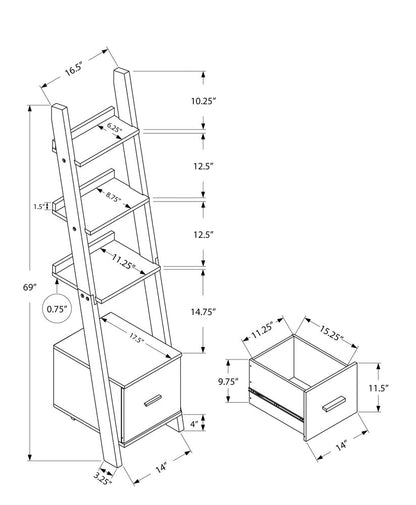 Brown Wood Four Tier Ladder Bookcase