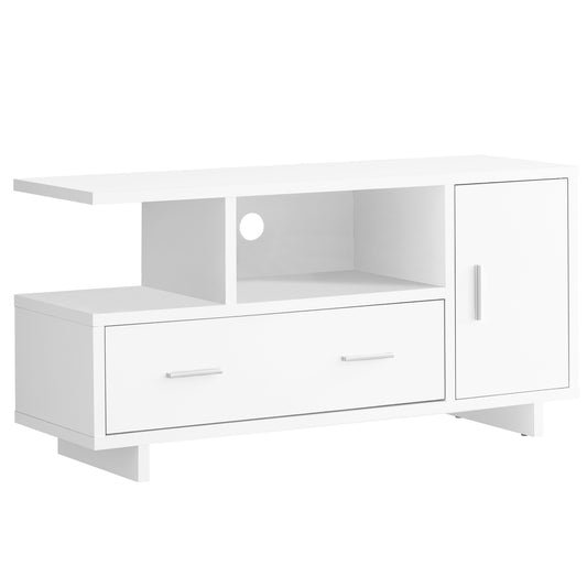 16" White Cabinet Enclosed Storage TV Stand