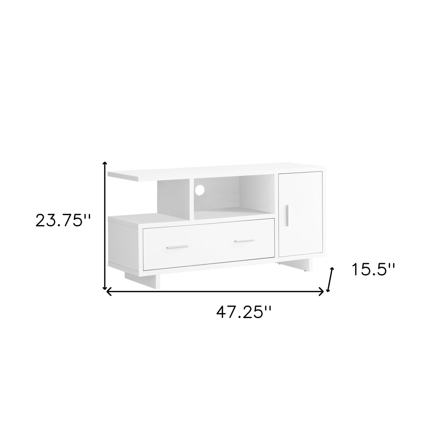 47" White Cabinet Enclosed Storage TV Stand