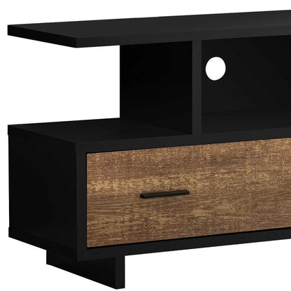 47" Black and Gray Open Shelving TV Stand