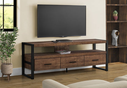 59" Black and Gray Cabinet Enclosed Storage TV Stand