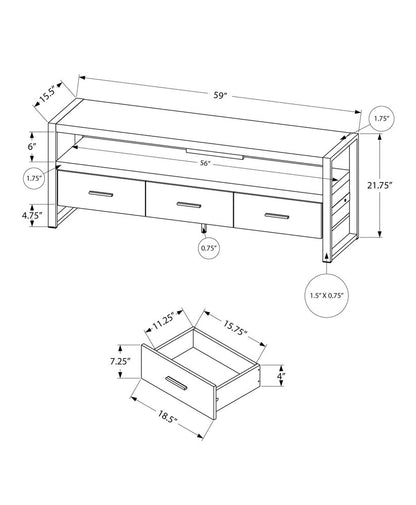 59" Black and Gray Cabinet Enclosed Storage TV Stand