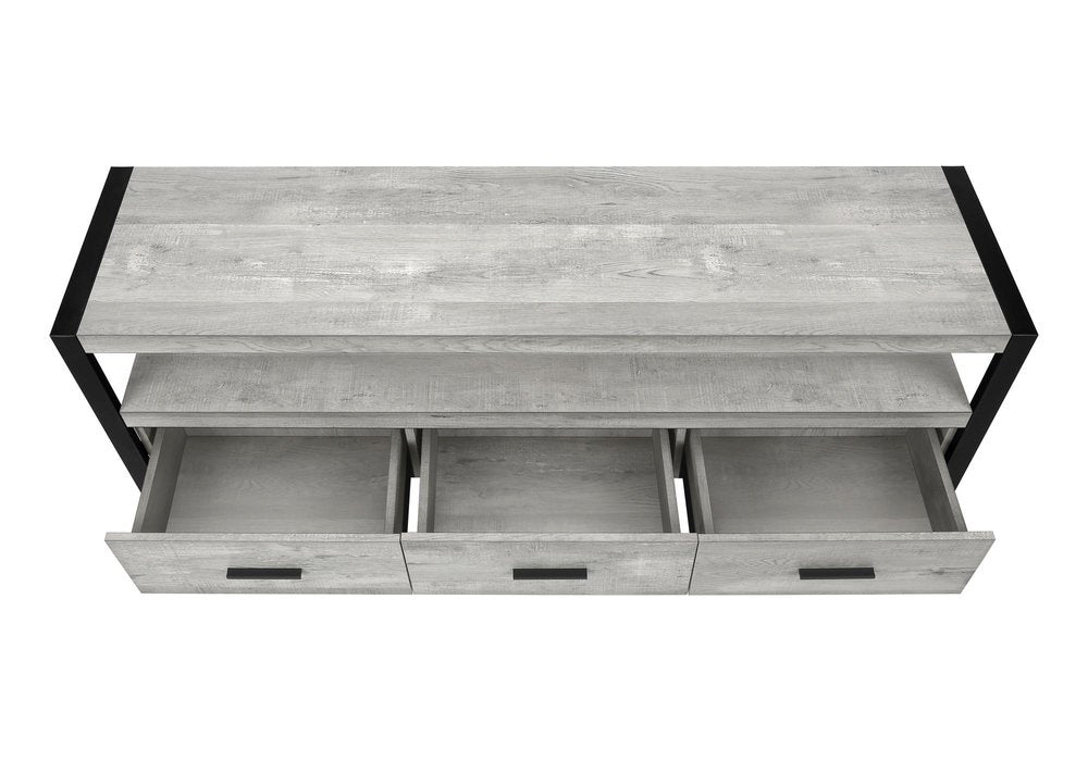 59" Brown and Black Cabinet Enclosed Storage TV Stand