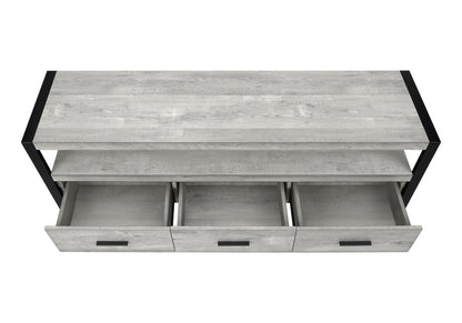 59" Black and Gray Cabinet Enclosed Storage TV Stand