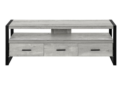 59" Black and Gray Cabinet Enclosed Storage TV Stand