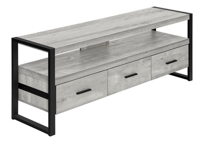 59" Black and Gray Cabinet Enclosed Storage TV Stand