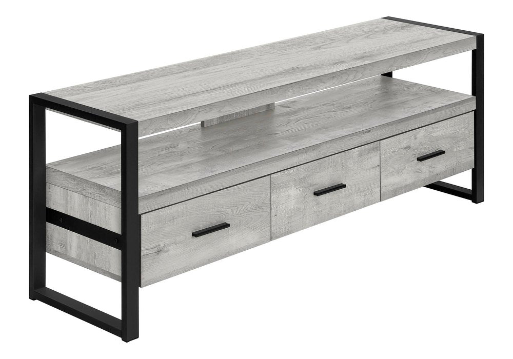 59" Brown and Black Cabinet Enclosed Storage TV Stand
