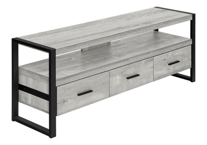 59" Brown and Black Cabinet Enclosed Storage TV Stand