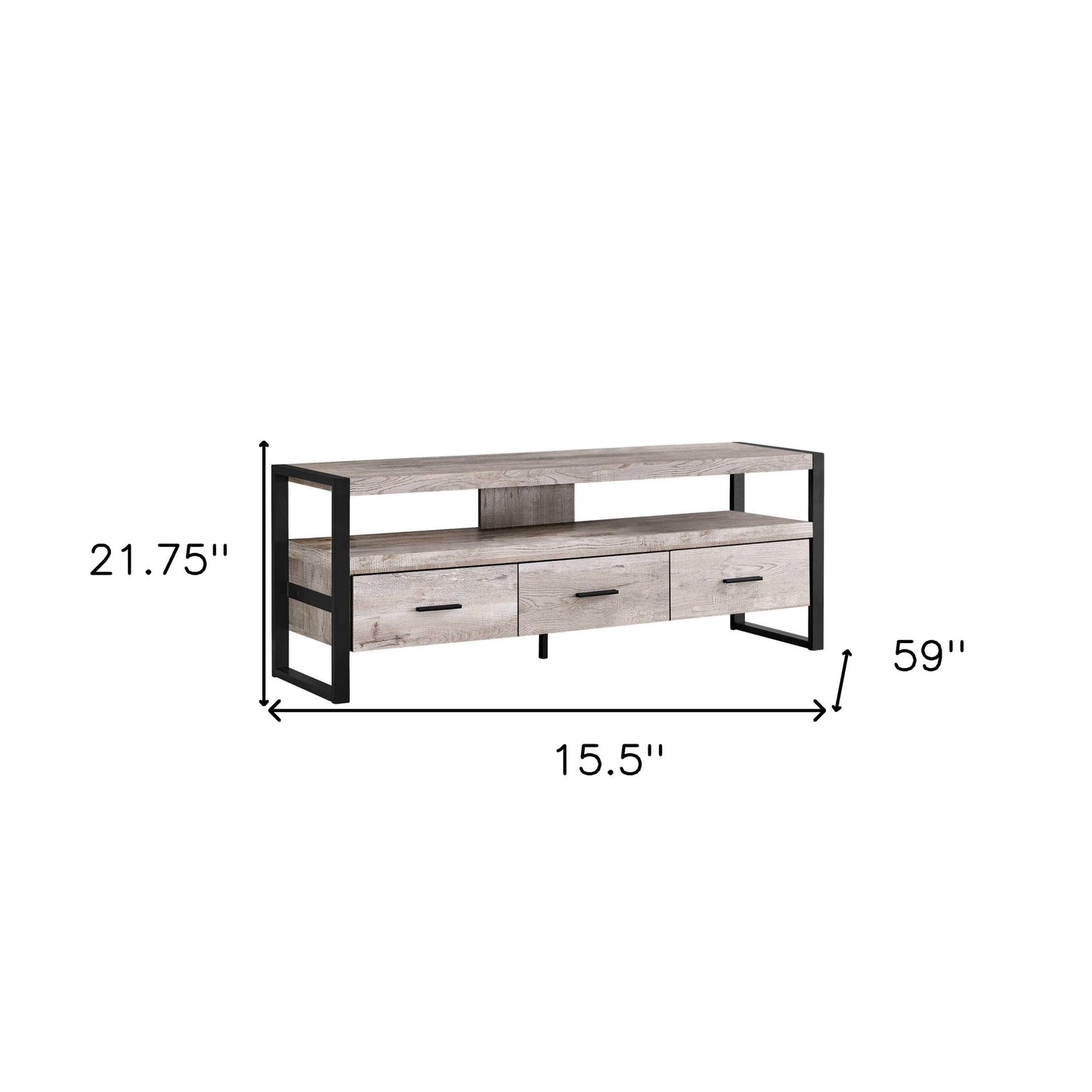 59" Black Cabinet Enclosed Storage TV Stand