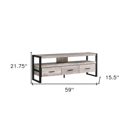 59" Brown and Black Cabinet Enclosed Storage TV Stand