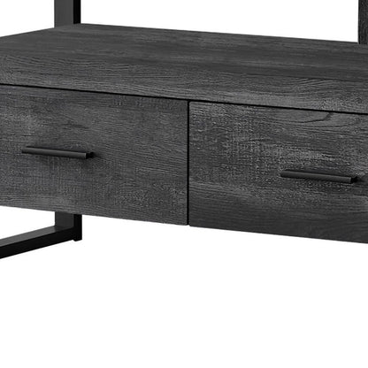 59" Black and Gray Cabinet Enclosed Storage TV Stand