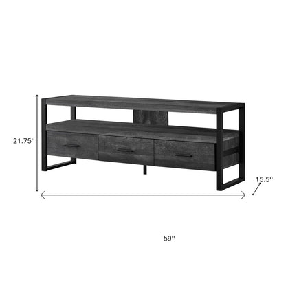59" Black and Gray Cabinet Enclosed Storage TV Stand