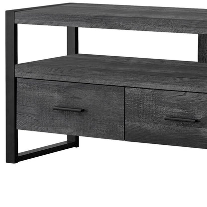 59" Black and Gray Cabinet Enclosed Storage TV Stand