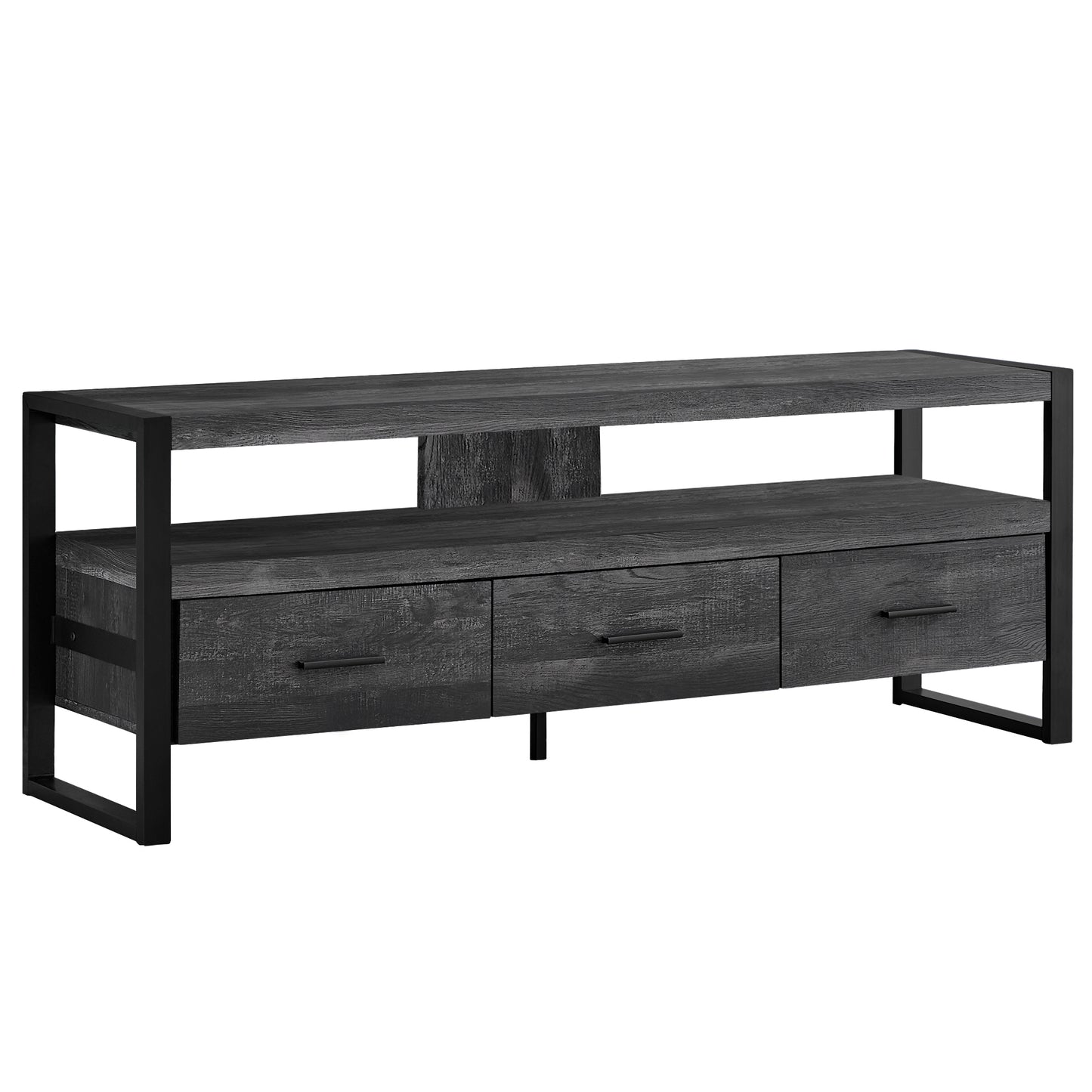 59" Black Cabinet Enclosed Storage TV Stand