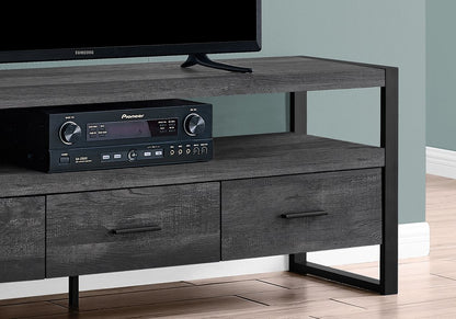 59" Black and Gray Cabinet Enclosed Storage TV Stand