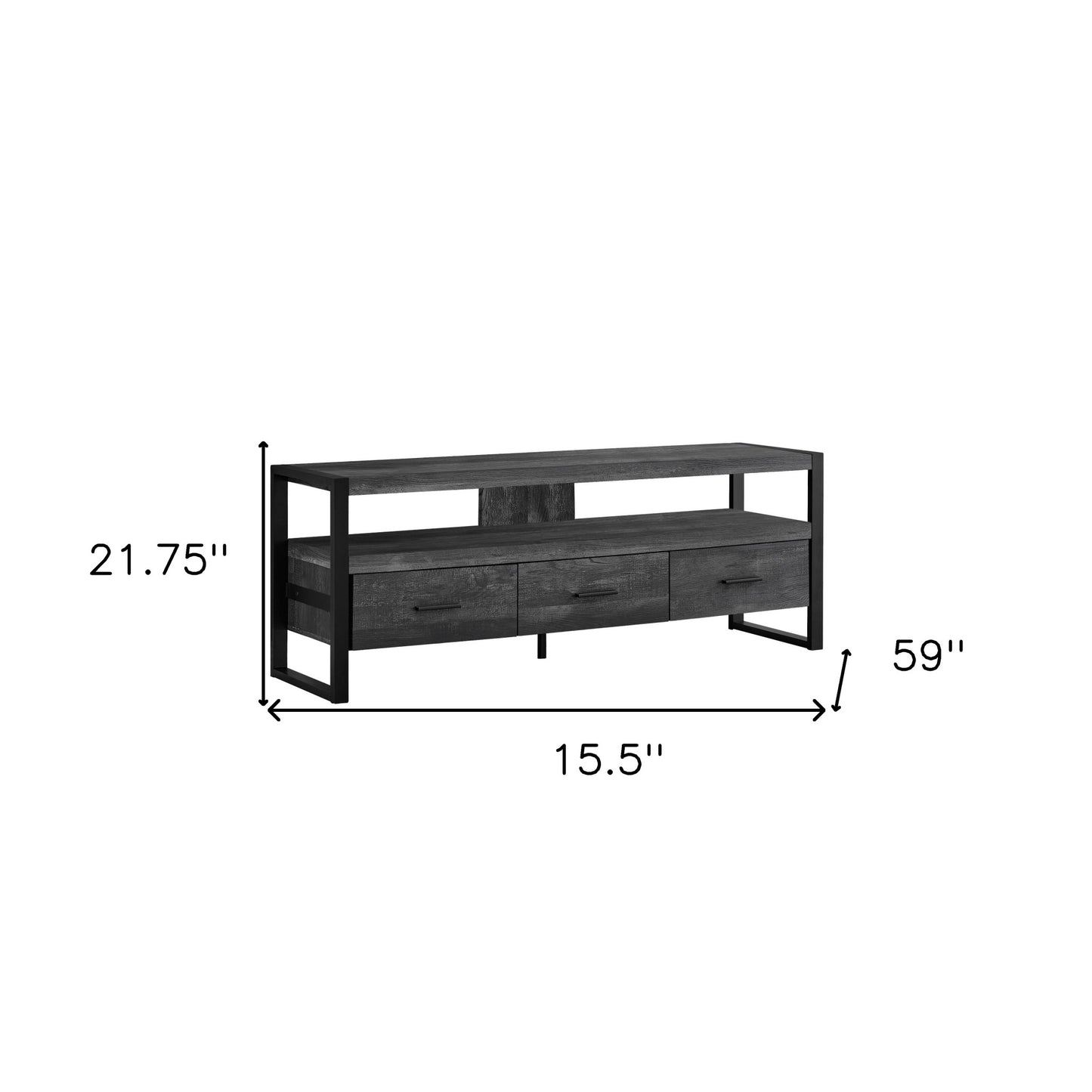 59" Black Cabinet Enclosed Storage TV Stand