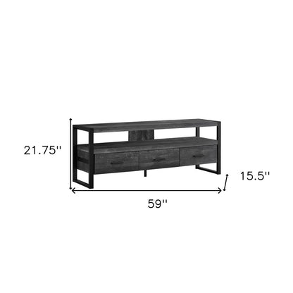59" Black and Gray Cabinet Enclosed Storage TV Stand