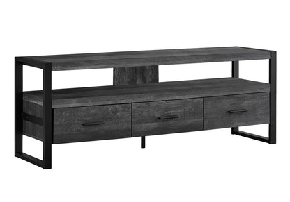 59" Black and Gray Cabinet Enclosed Storage TV Stand
