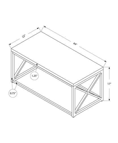 22" Natural And Silver Iron Coffee Table