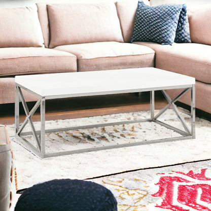 22" Natural And Silver Iron Coffee Table