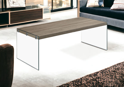 44" White And Clear Glass Coffee Table