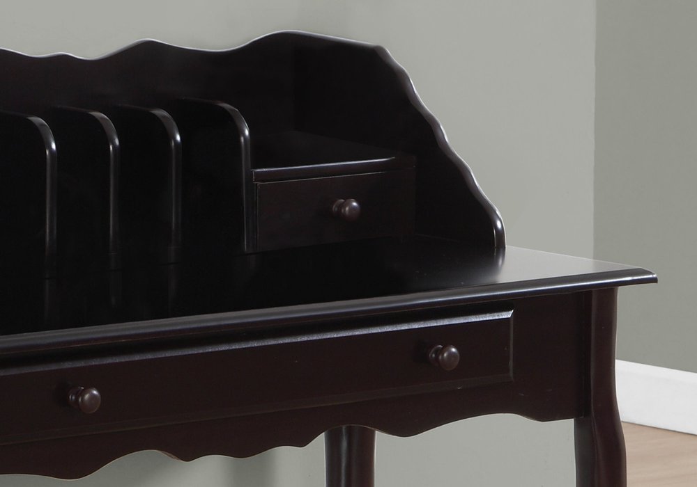 36" Dark Brown Solid Wood Computer Desk With Three Drawers