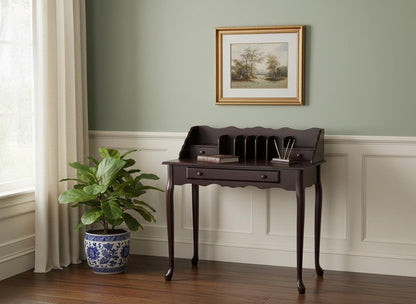36" Dark Brown Solid Wood Computer Desk With Three Drawers