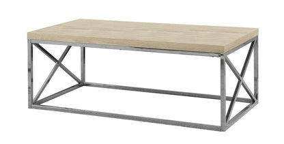 22" Natural And Silver Iron Coffee Table