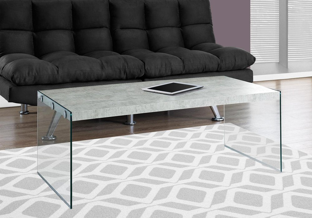 44" White And Clear Wood And Glass Coffee Table