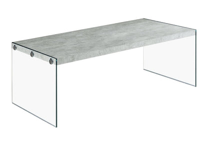 44" Gray  Clear Wood And Glass Coffee Table