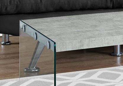 44" White And Clear Wood And Glass Coffee Table