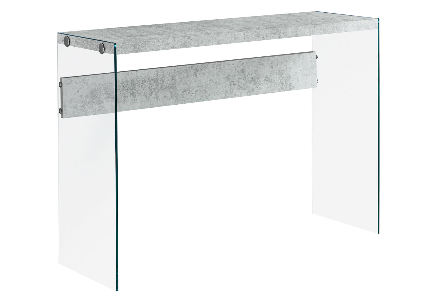 44" Gray And Clear Solid Console Table