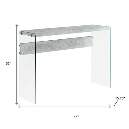 44" White and Clear Solid Console Table
